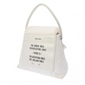 Prada Hobo White Bag Shoulder Leather Nylon Signor
